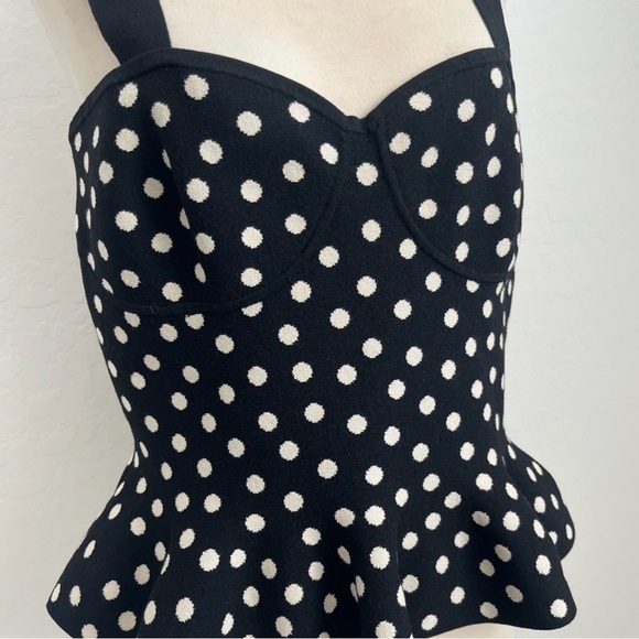 Express Black and White Polka Dot Peplum Camisole - Picture 4 of 8